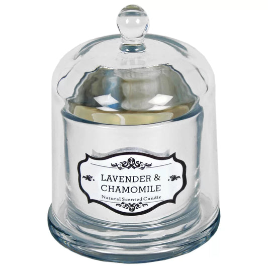 Lavender & Chamomile Scented Jar Candle with Glass Holder