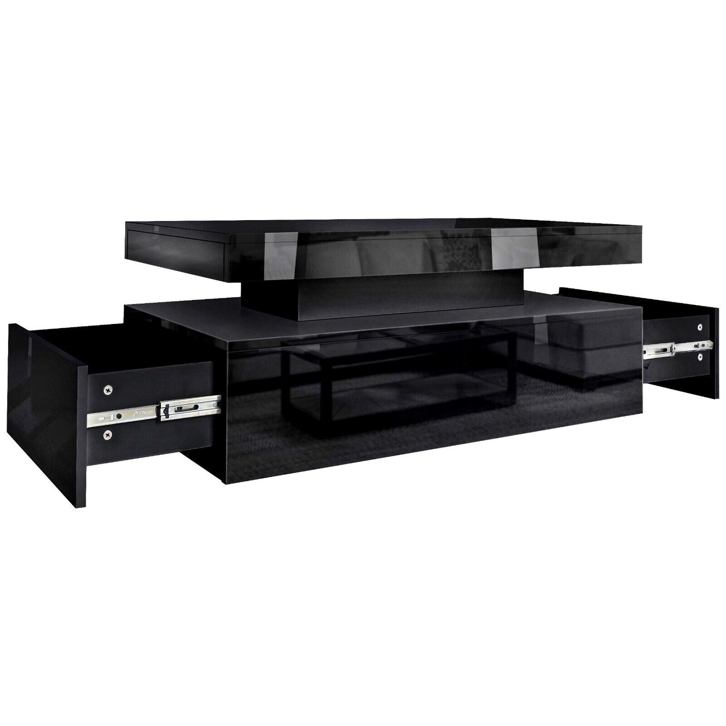 High Gloss LED Coffee Table with Storage Wooden 2 Drawer Living Room Furniture