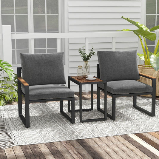 3 Pieces Patio Furniture Set with Soft Cushions for Backyard, Poolside, Porch, Balcony