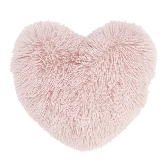 Cuddly Deep Pile Faux Fur Heart Shaped Cushion